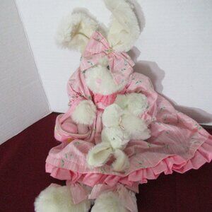 Delton Products rabbit baby Easter basket 16" pink dress display only
